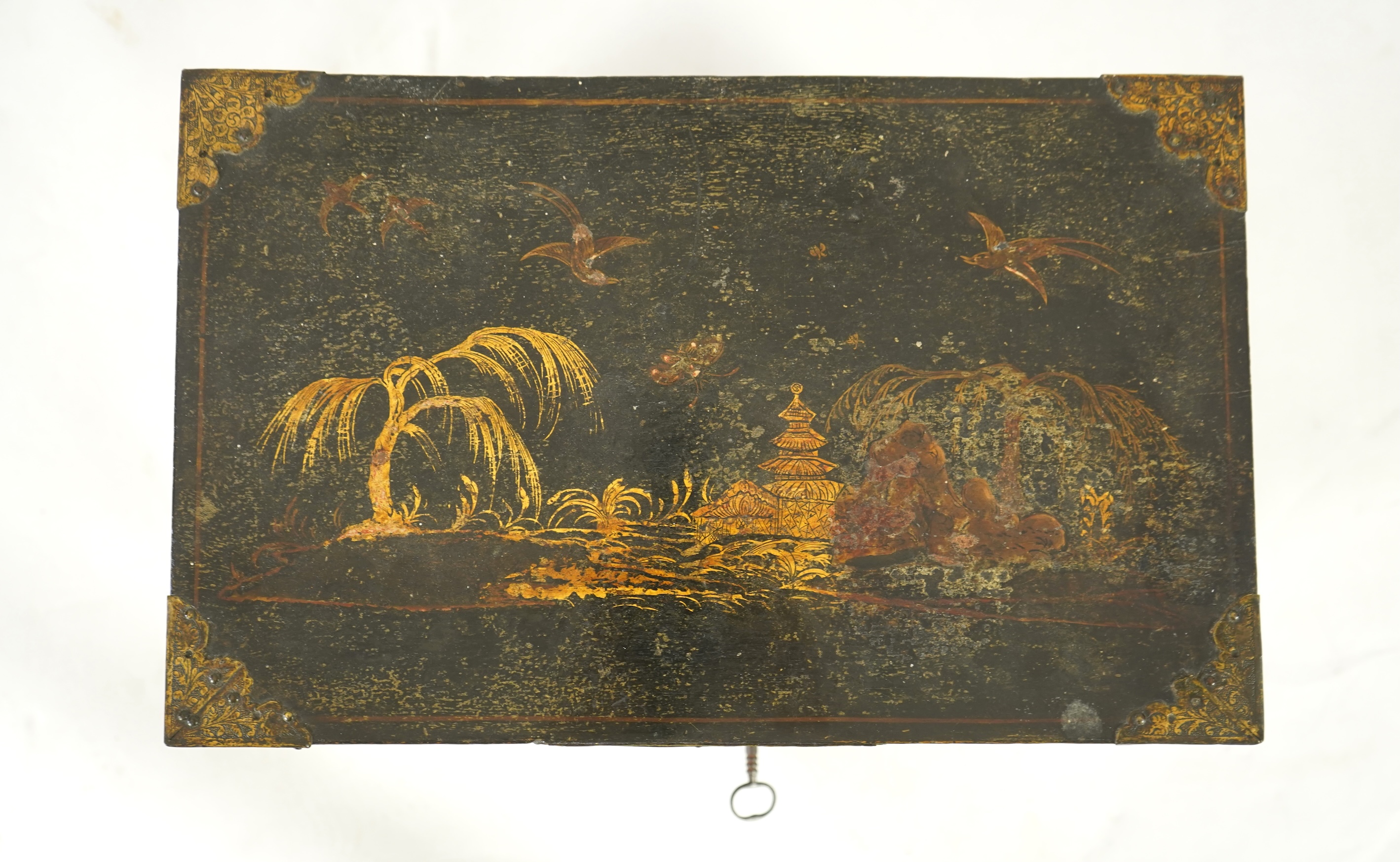 A George I black japanned table cabinet, c.1720